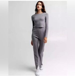 4th & Reckless ASOS Leah Split-Leg Touser Knit Pants Grey Size Medium